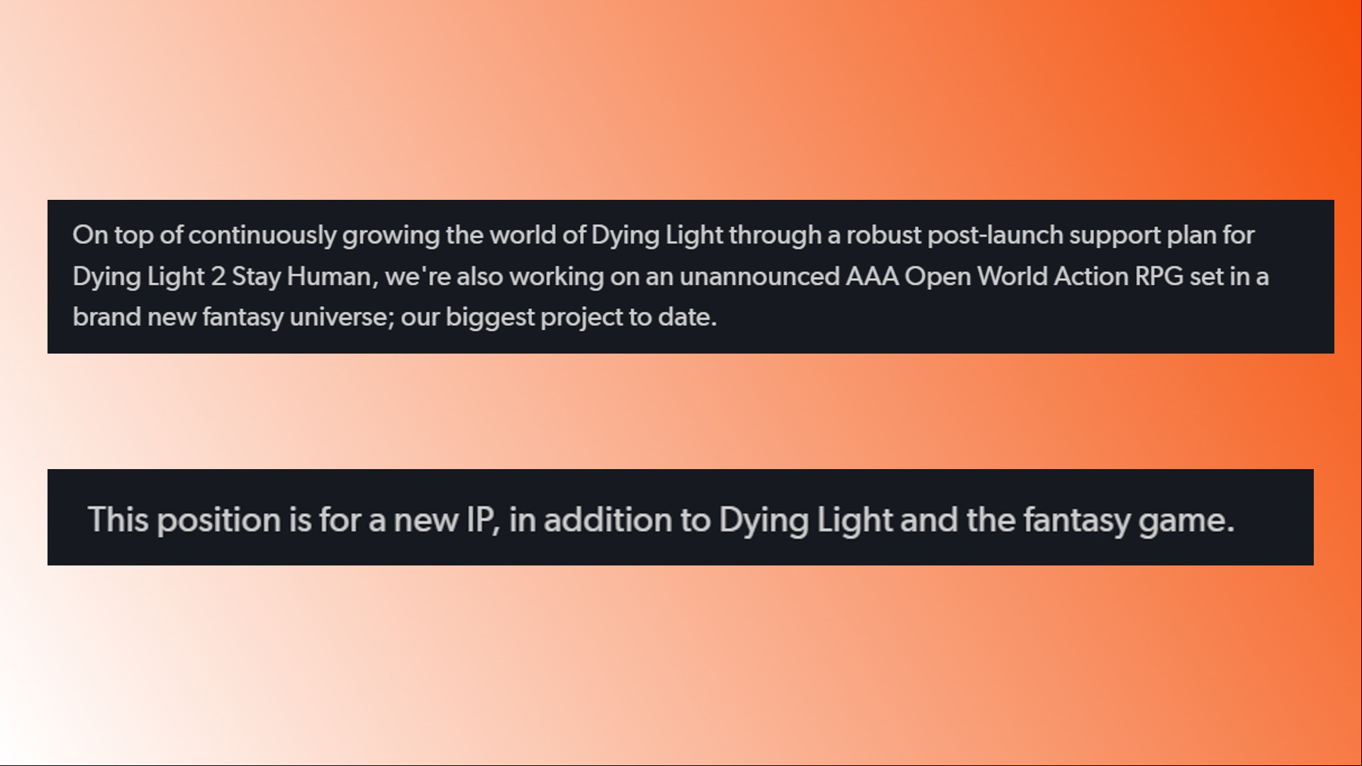 Dying Light 2 Techland new game: A job listing from FPS game developer Techland