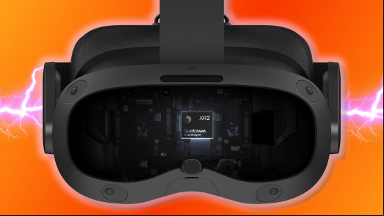 HTC Vive Vision VR gaming headset inside, showing Qualcomm Snapdragon XR2 chip