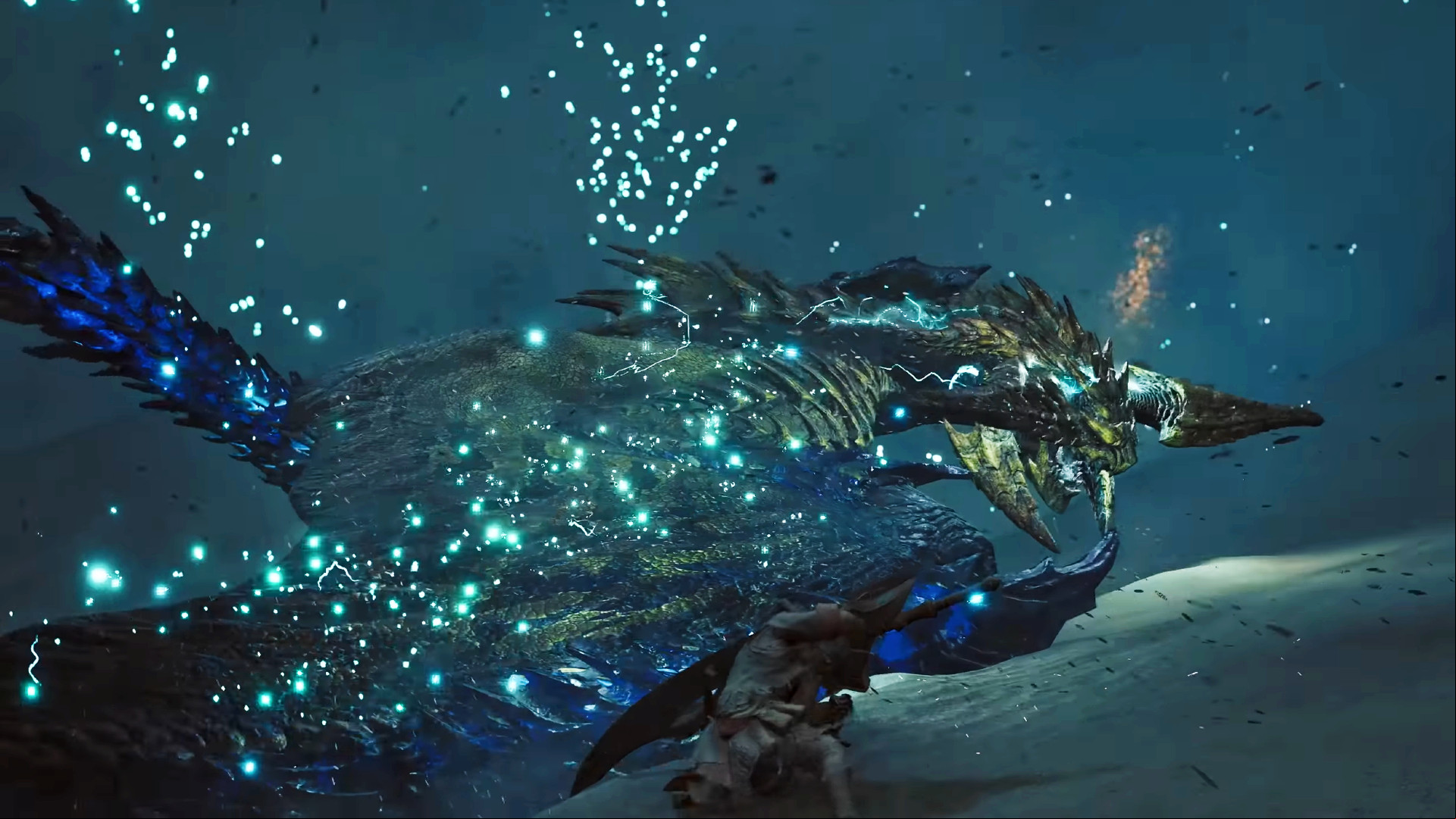 Monster Hunter Wilds - Apex predator Rey Dau, a lightning-infused creature.