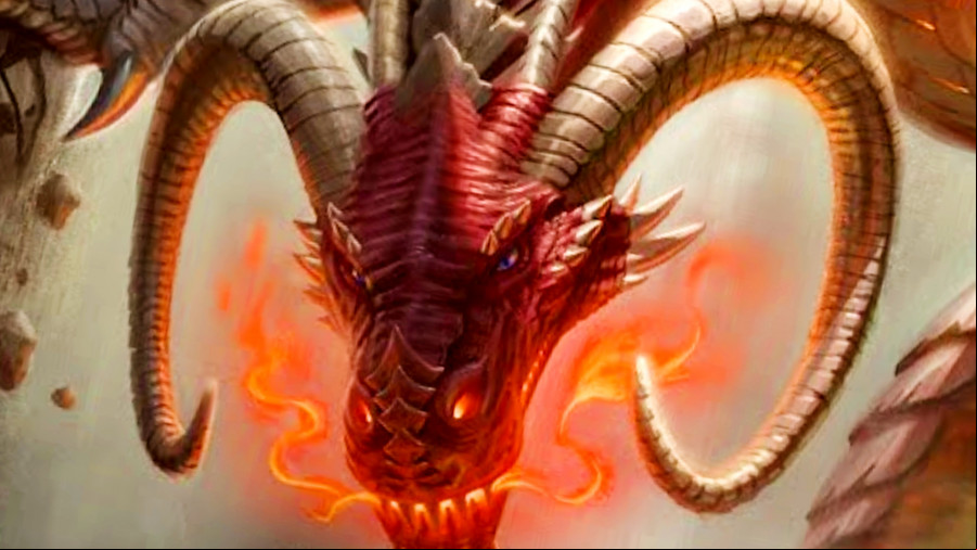 Ashes of Creation - A large red-scaled dragon looms.