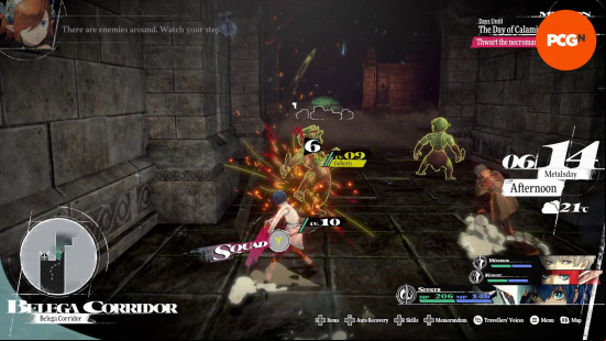Metaphor: ReFantazio gameplay attacking a respawned enemy to farm EXP & MAG