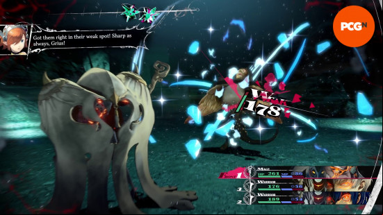 Attacking Homo Fulquilo in Metaphor: ReFantazio with Blizz, hitting its Ice-type weakness