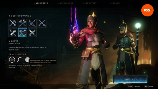 new world mystic in the archetype selection screen