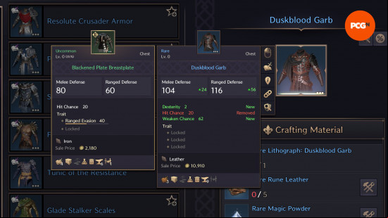 recommended armor for the scorpion in throne and liberty