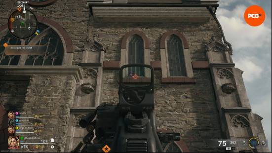 One of the Aetherella statues, standing on a window ledge of the church in the Liberty Falls Black Ops 6 Zombies map.