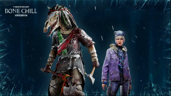 Nea and The Huntress in new outfits available as part of the DBD Bone Chill event 2024.