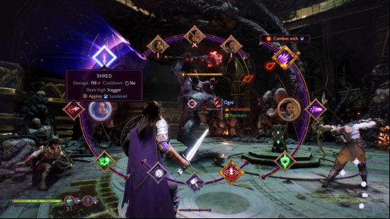 Dragon Age Veilguard build: A warrior preparing to unleash a skill in battle.