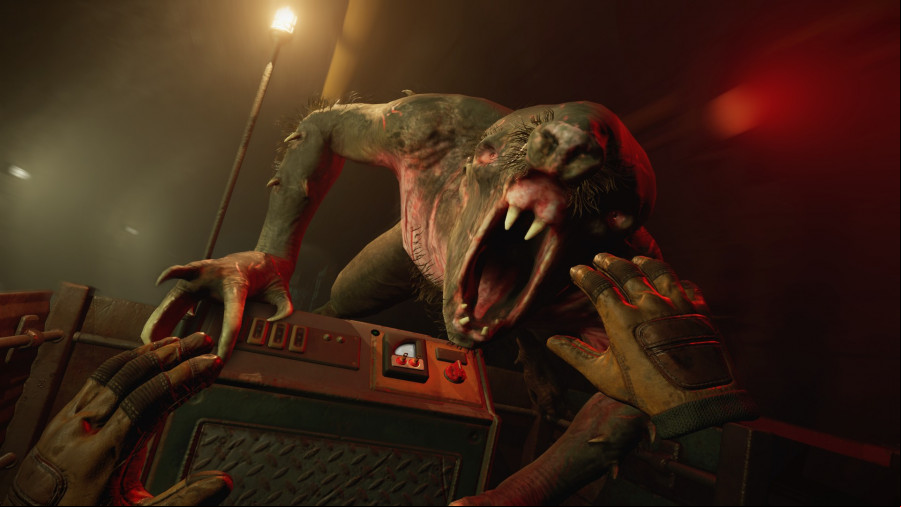 Metro Awakening review: first-person perspective of a mutant attacking the player character.