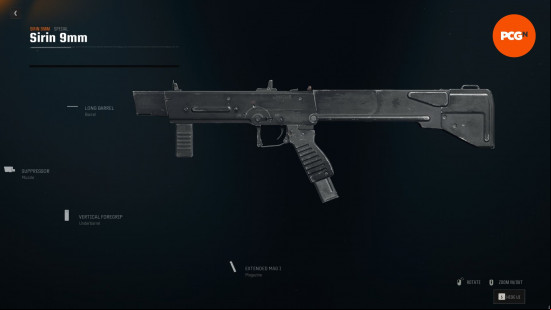 sirin-9mm-loadout-attachments Best Sirin 9mm loadout: a blocky gun on a black background.