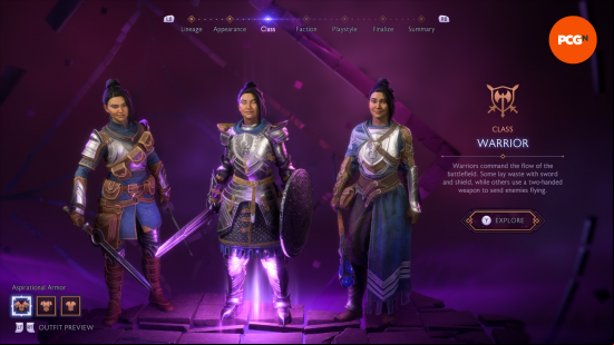 the three class selection menu in dragon age veilguard