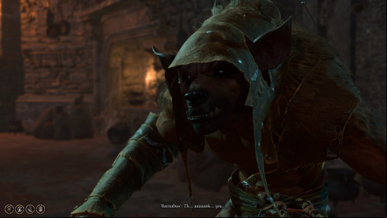 An image of a gnoll from Baldur's Gate 3 thanking the player