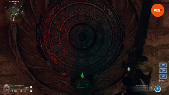 A round metal tablet on the wall in the Black Ops 6 Zombies Citadelle des Morts main quest easter egg.