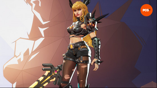 Marvel Rivals characters: a valkyrie type female holding a huge sword.