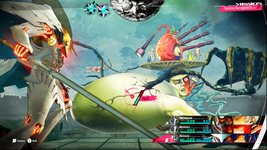 Games to play over Christmas: a towering knight takes on an egg-like monster in Metaphor ReFantazio