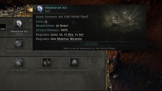 herald of ice persistent buff tooltip from path of exile 2