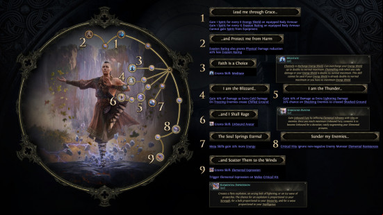 tooltips showing all the invoker monk abilities in path of exile 2