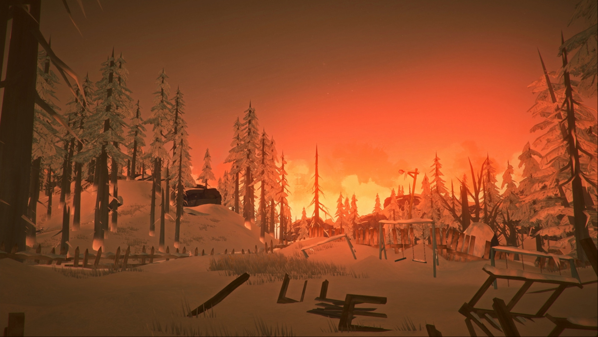 The Long Dark Steam update: A woodland at sunset in Steam survival game The Long Dark