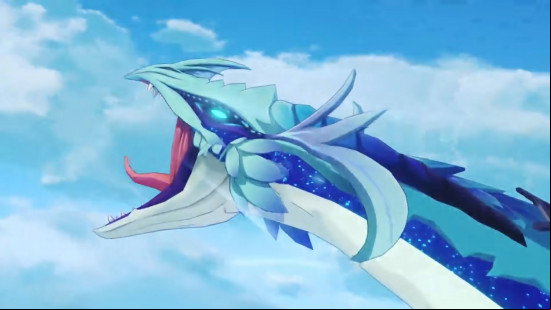 Best dragon games: Genshin Impact. Image shows a dragon roaring as it flies through the clouds.