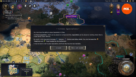 An in-game explainer of Civ 7 specialists.