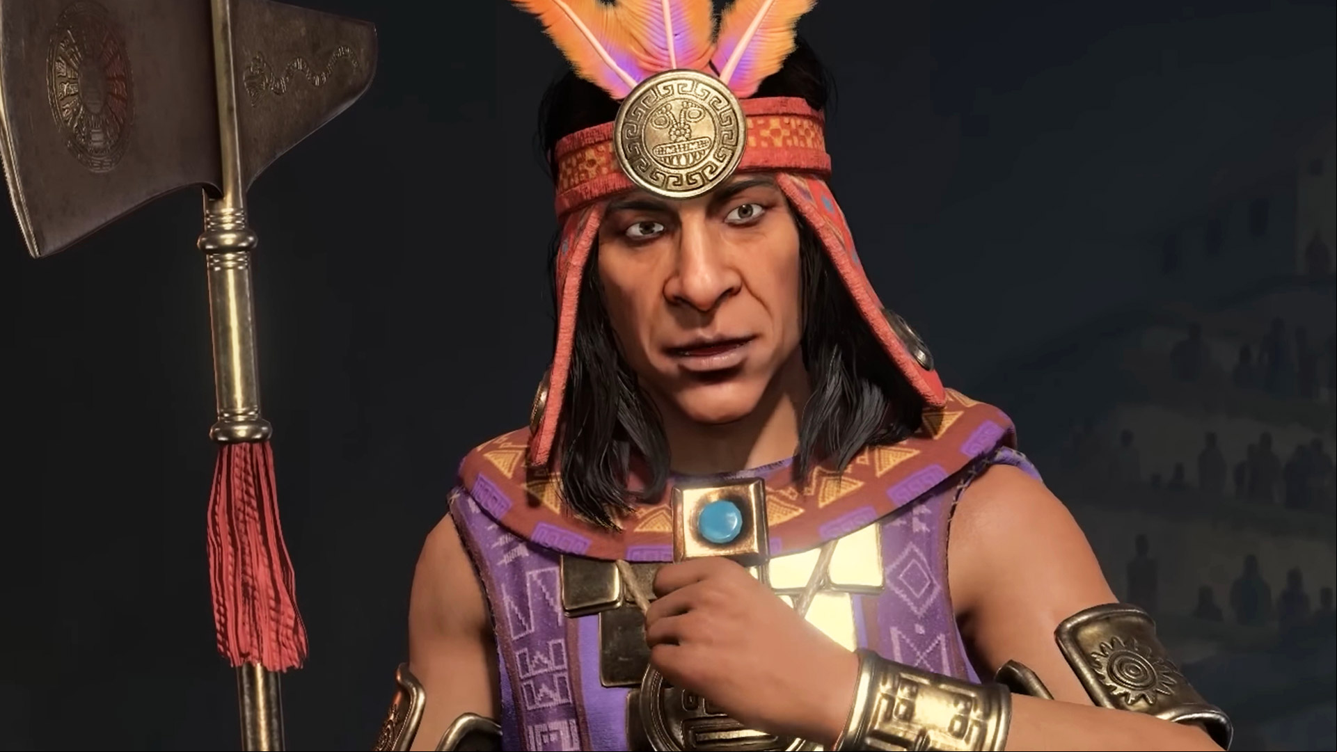 Civilization 7 leaders: Pachacuti holding a hatchet