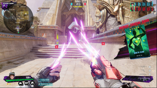 Best free PC games: Fragpunk. Image shows a character using electrical powers on a futuristic battlefield.