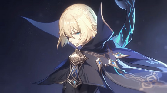 Best free PC games: Genshin Impact. Image shows a figure in blonde hair in a villainous outfit.