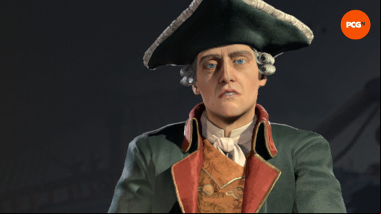 Friedrich Oblique, one of the Civ 7 Leaders, wearing a black tricorn hat.