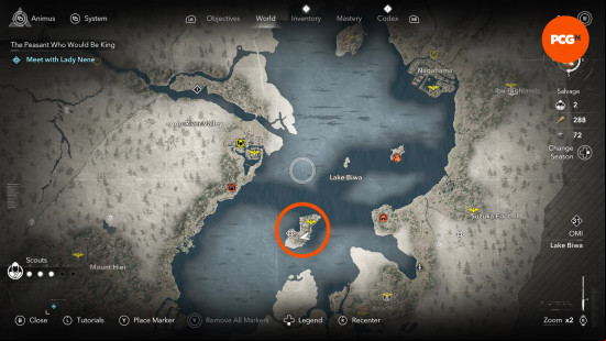 Assassin's Creed Shadows cat island: Cat Island location on the map