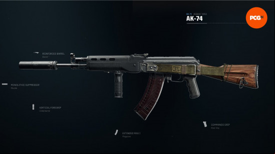 Best Warzone guns: a large machine gun with a wooden stock.
