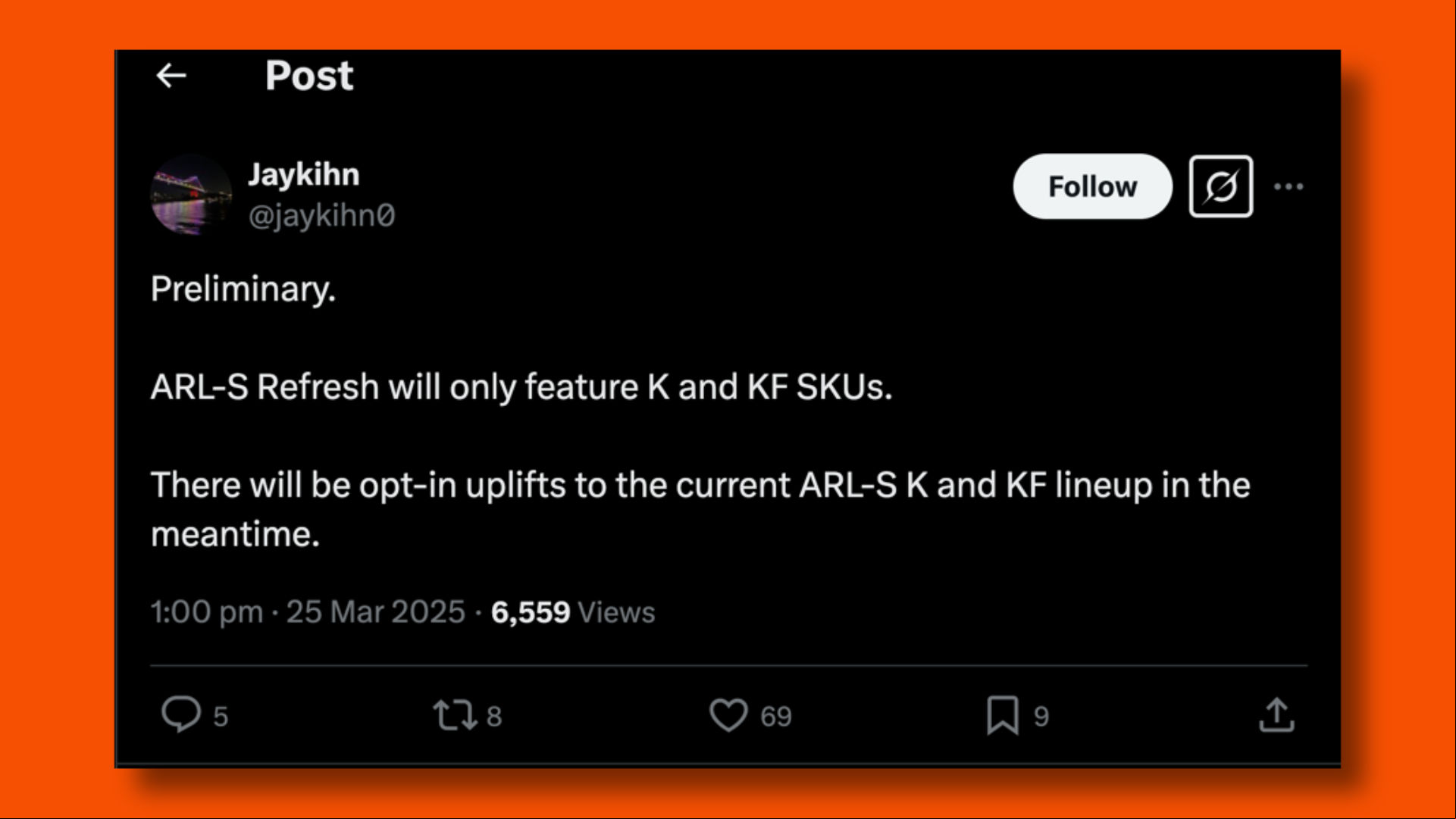 Intel Arrow Lake refresh X post rumor