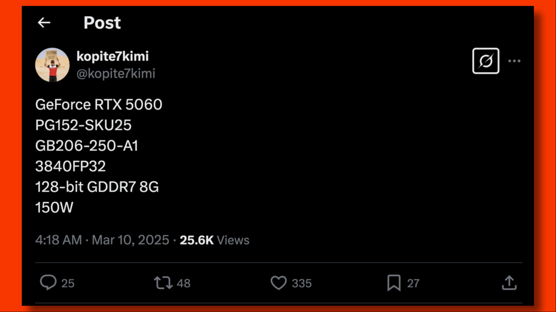 kopite7kimi RTX 5060 specs rumor