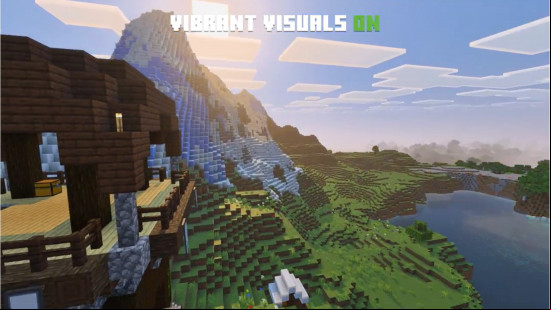 Minecraft Live 2025: A landscape showing the effect of Minecraft Vibrant Visuals.