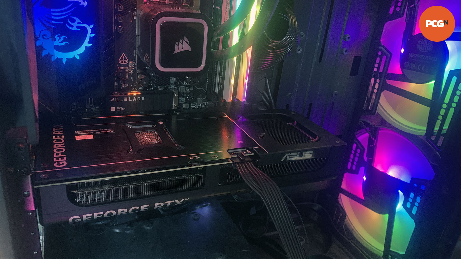 Nvidia GeForce RTX 5070 review: Asus Prime OC graphics card installed in test rig.