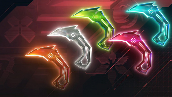 Valorant skins: a sharp karambit in multiple colors