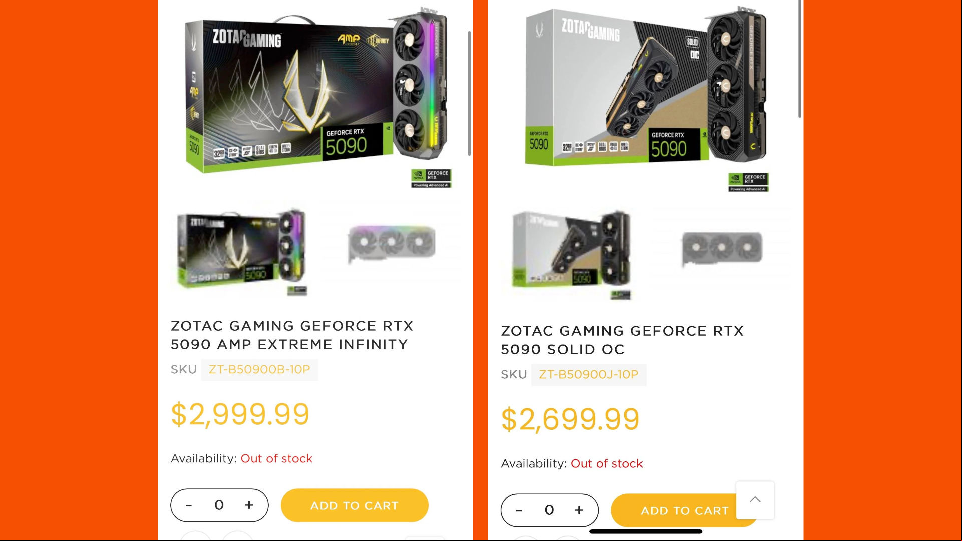 Zotac RTX 5090 pricing