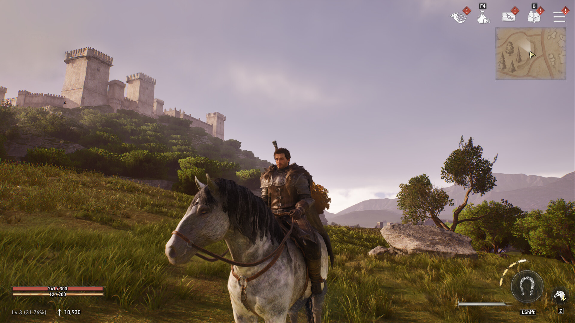 Best Game of Thrones games: Kingsroad. Image shows a person riding through a field on a horse.