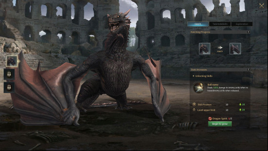 Best Game of Thrones games: Winter is Coming. Image shows a dragon standing in an arena.