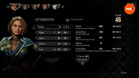 The best Expedition 33 attributes for Sciel, one of the party  in Clair Obscur.