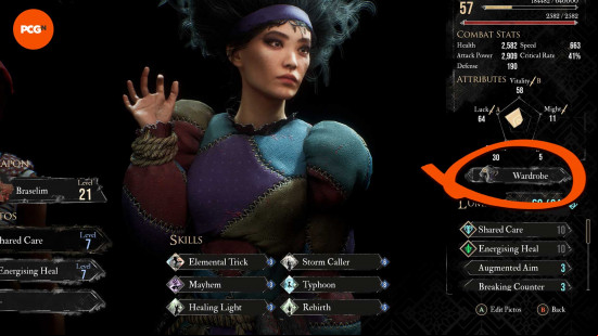A character's build page in Clair Obscur.