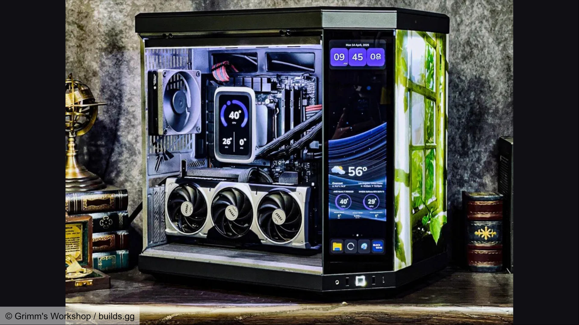 The sides and front of the Last of Us gaming PC build