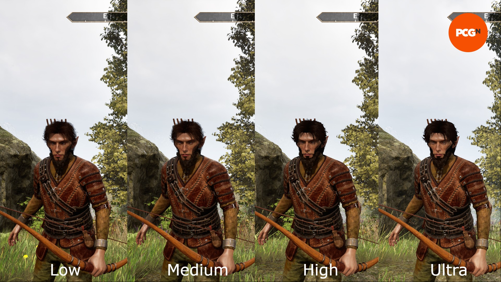 Oblivion Remastered image comparison of graphics settings