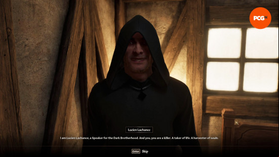 Oblivion Remastered Dark Brotherhood: the hooded Lucien.
