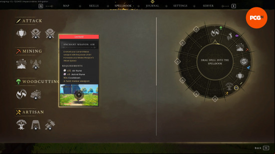 Runescape Dragonwilds spells: Enchant Weapon air icon
