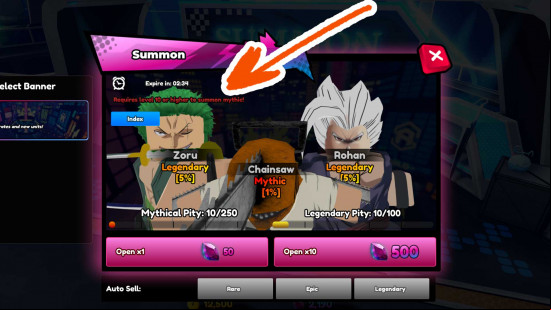 A character summon screen in Anime Saga.