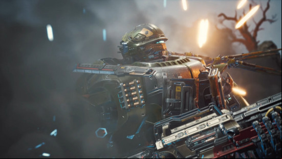 Best free PC games: Steel Hunters. Image shows a robot in a battle zone.