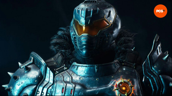 Doom The Dark Ages review: the Slayer in dim blue lighting