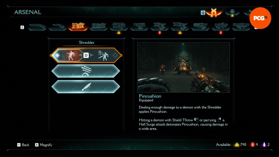 Doom The Dark Ages best upgrades: The Pincushion upgrade