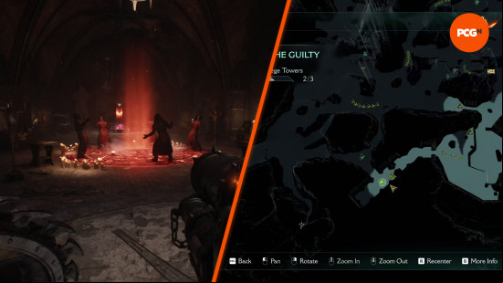 Doom The Dark Ages wolf statues: a group of cultists in front of a wolf statue in Resurrection