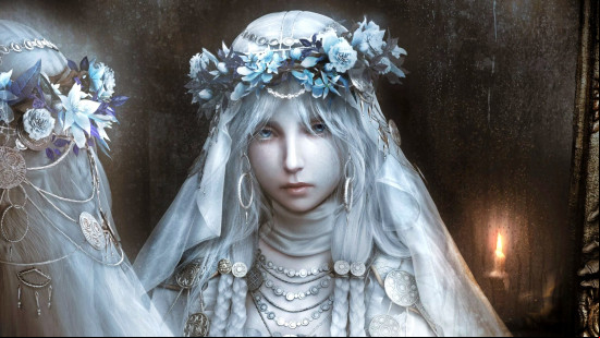 Elden Ring Nightreign classes: The Revenant gazes at the viewer through a mirror.