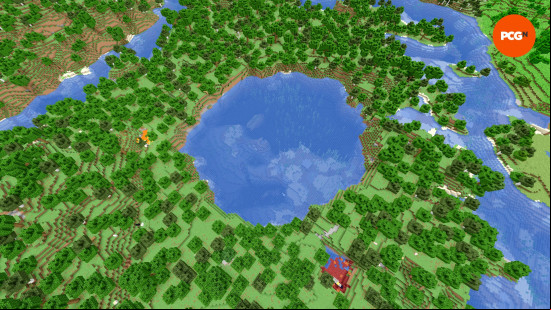A tiny round ocean with an adjacent nether portal ruin in one of the best Minecraft seeds.
